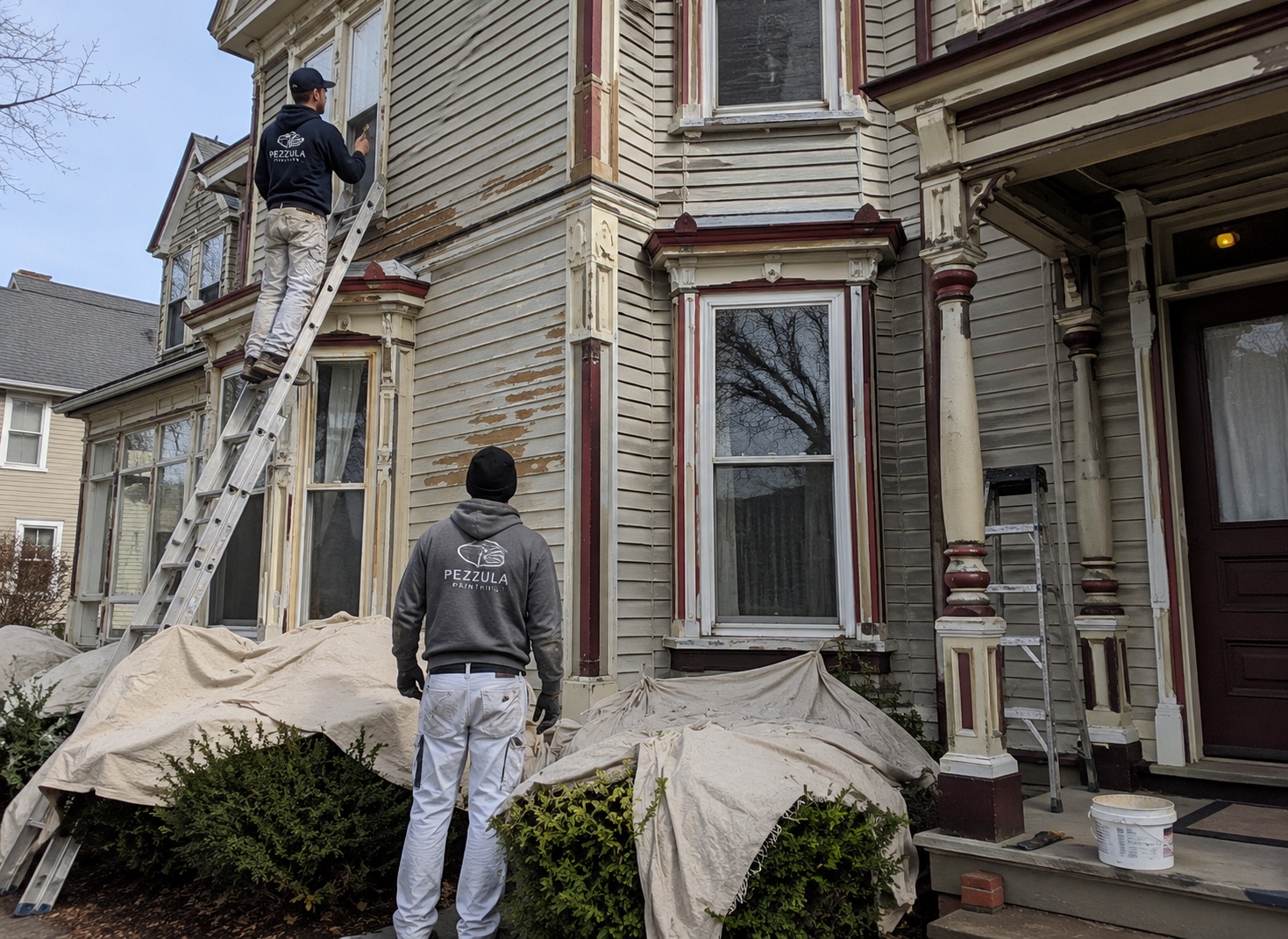 ABC Painting crew prepping an older Scranton home